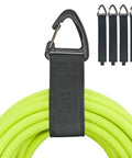 Extension Cord Holder Organizer 4 Pack Large 16 Inch Heavy Duty Storage Straps with triangle buckle, black straps on green cord
