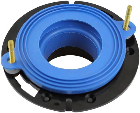 Wax-Free Toilet Seal That Really Works Universal Gasket Fits Any Drain 2 Pack, blue and black seal detail