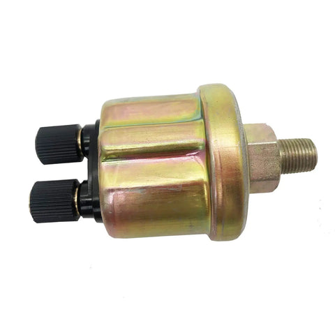 Heavy Duty Two Pin Oil Pressure Sensor featuring 1/8-27NPT thread, designed for racing applications and aftermarket dash setups. Drop Right Into Your Dash Setup Gives Your Engine That Knockout Performance We All Crave These Kickass Two Pin Oil Pressure Sensors Deliver Beat To Death Reliability Gearheads Sw ear By This Exact Swap.