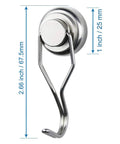 Heavy Duty Magnetic Hooks Rocking Killer Hold And Smooth Swivel Design To Supercharge Your Garage Organization While Delivering Dead Reliable Strength And Zero Fuss Daily Setup, 2.66 x 1 inch, metallic.