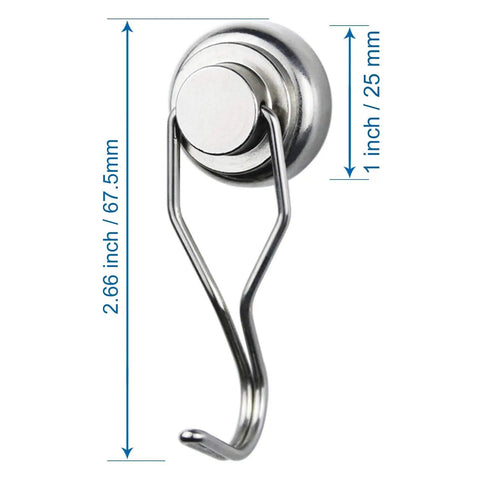 Heavy Duty Magnetic Hooks Rocking Killer Hold And Smooth Swivel Design To Supercharge Your Garage Organization While Delivering Dead Reliable Strength And Zero Fuss Daily Setup, 2.66 x 1 inch, metallic.