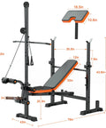 8 In 1 Weight Bench Set With Lat Pulldown And Leg Extension For Home Gym Full Body Strength Training Bench Press Rack photo