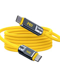 Uber Fast USB4 2.0 Cable With LED Display 6.6ft 240W PD3.1 Fast Charging 80Gbps Data Transfer Dual 8K Video For MacBook Pro iPhone Galaxy SSD Docking Yellow coiled USB-C cable with LED power display