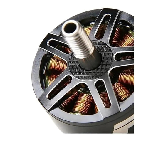 Close-up of Beefy Brushless Motors For RC Drones And FPV Frames, 1900KV variant, showing durable casing and copper coils.