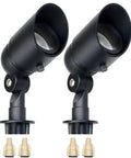 4W Low Voltage Landscape Lights 12V Outdoor Spotlight Set With 160 Degree Adjustable Knuckle Waterproof Black 2 Pack Easy Install