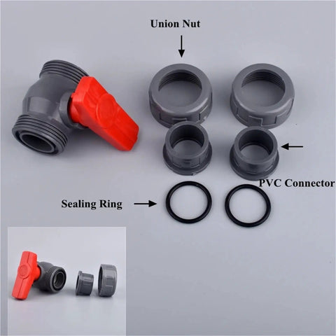 White Hose Connector Set, 15-Piece With Double Union Ball Valve For Garden Irrigation, Quick Disconnect For Easy Outdoor Watering, Universal Thread Fittings, Multi-Use Hose Kit For Hoses, Sprinklers, And Drip Lines. Gray PVC parts with valve and seals