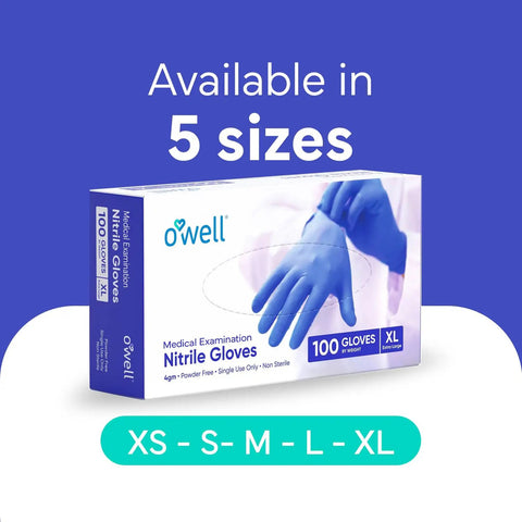 Box of Blue Nitrile Exam Gloves XL 100 Count Disposable Powder Free Latex Free Chemo Rated Clinic Grade For Medical Exams Dental Care