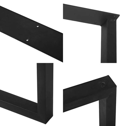 Close-up of Industrial Rustic 28 Inch Tall 24 Inch Wide Square Tube Metal Table Legs Heavy Duty Desk and Dining Table Legs for DIY Projects