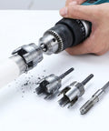 All in One DIY Friendly Pipe Thread Cutting Tool Kit With Internal And External Threading Includes Half Inch Three Quarter Inch And One Inch Threaders Quarter Inch Hex Shank Electric Drill Compatible Works On PPR PVC Plastic MPP And Metal, threaded pipe close-up