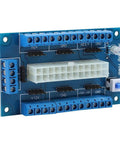ATX Power Supply Bench Board 24 Pin 20 Pin 24Pin Adapter with lock switch, terminal block and indicator lights for PC builds.