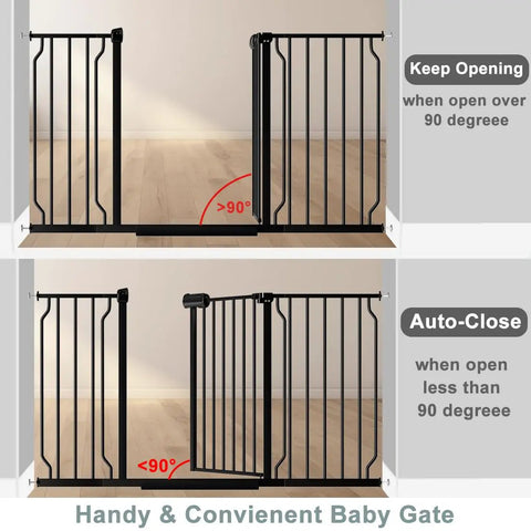 Walk Through Baby Gate For Stairs, Adjustable 38.5 To 43.5 Inch Wide, Pressure Mounted Safety Gate With Door, No Drill, Open and Close Mechanism
