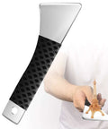 Person holding Upgraded Stainless Steel 3D Printer Removal Spatula with model Eiffel Tower, comfortable grip and mirror polished finish.