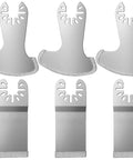 Six-piece diamond-coated oscillating multi-tool blade set for grout removal; three curved grout-removal blades and three flat blades