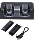 Remote Battery Charger And Dual Charging Station For Game Controllers Portable With A 5 Foot Power Cord Compact Black Design