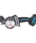Hotshot Mini Circular Saw Delivers Savage 19000 RPM Rotation For Spark Free Precision Cutting Across Metal Stone And Wood With Detachable Dust Guard To Keep Job Site Crisp Clean, side view showing ergonomic grip and cutting blade.