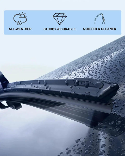 Beam Wiper Blades for Tesla Model Y 26 By 20 Inch All Season Direct Fit Windshield Wipers 2018 2025 showing smooth gliding action and rain clearance.