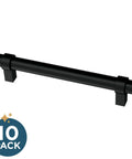 Matte Black Cabinet Handles 5-1/16 Inch Center to Center 128mm Drawer Pulls for Kitchen Cabinets Doors and Dressers, 10 Pack