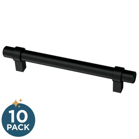 Matte Black Cabinet Handles 5-1/16 Inch Center to Center 128mm Drawer Pulls for Kitchen Cabinets Doors and Dressers, 10 Pack