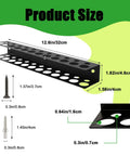 Product size diagram of a sturdy 12.6 inch wall mounted screwdriver and pliers holder with 23 slots for tools and mounting details.