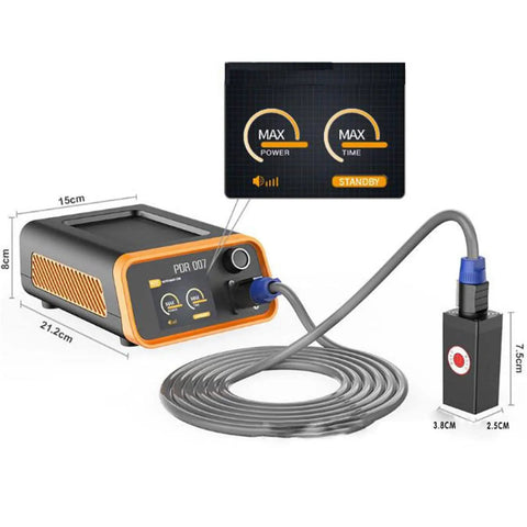 Paintless Dent Repair Tool Kit With Magnetic Induction For Scratch Free Auto Body Dent Removal showing power levels