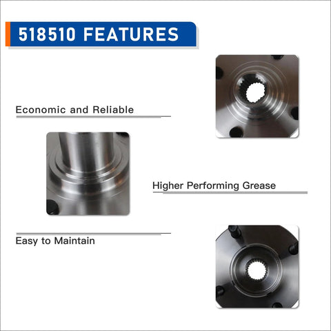 Close-up of Front Wheel Hub And Bearing Assembly 518510 for Ford Focus 2000 to 2011 showing features like grease and reliability.