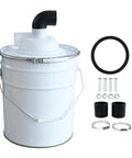 Heavy Duty Cyclone Separator Cover For Vacuum Dust Collection No Fuss Replacement Cover shown with white bucket and accessories.