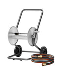 Heavy Duty Metal Hose Reel Cart With Wheels For 200Ft Hose, mobile garden watering system with two-wheel design