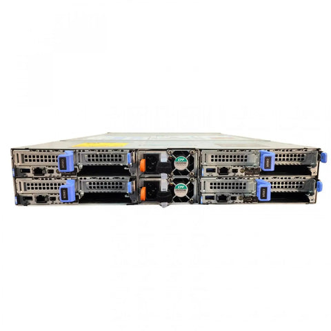 Front view of Straight Fire Four Node AMD EPYC Server Rig Featuring Quad Sixteen Core Processors And Two Hundred Fifty Six Gigs Of RAM Wrapped In Blazing Fast NVMe Storage.