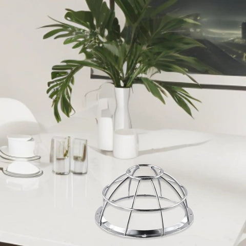 Straight Up Tough Heavy Duty Iron Smoke Detector Protective Cover With Sprinkler Cage Bracket And Rock Solid Wire Mesh Guard on table.