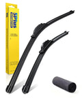 Premium All Weather Windshield Wiper Blades Compatible With Nissan Altima Rogue Sentra Versa Pathfinder Durable Natural Rubber Design Includes Microfiber Car Wash Towel For Clear Sightlines And Road Ready Performance, showing wiper blades and microfiber towel.