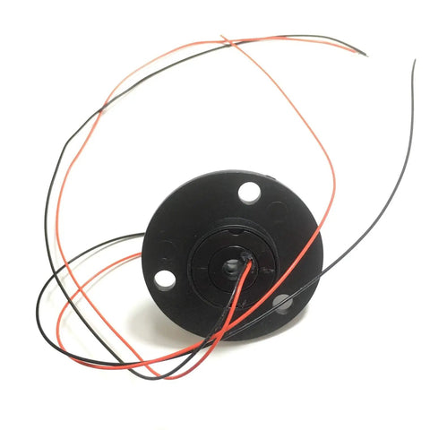 Hollow Slip Ring Rotary Electrical Connector For Two Four Six Twelve Channel Systems With Five Millimeter Inner Hole And Twenty Two Millimeter Outer Diameter Two Amp Gold Contact Points Low Torque Data Bus Ready Must Have For Civil And Commercial Use, black wired unit