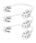 One Foot Indoor Extension Cord 14 Gauge Short Flat Plug With 3 Prongs Low Profile Angled 45 Degree Plug SJT Cable ETL Listed White 3 Pack