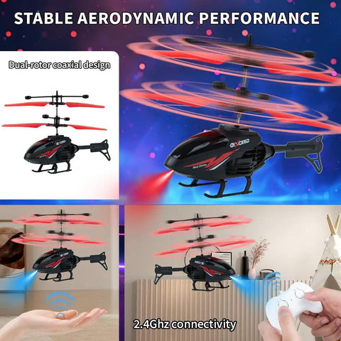 Three Pack Gesture Sensing RC Toys For Kids, Indoor Flying Helicopters with lights, dual-rotor design and remote control, cool gift.
