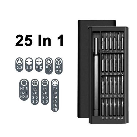Premium 63 In 1 Screwdriver Bit Kit With Torx And Tri-Wing Bits Perfect For Laptop Repair, PC Disassembly, And Tech Upgrades Featuring Magnetic Tips And Compact Case Design For All Your Gadgets, 25-in-1 set