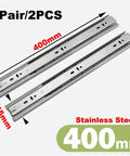 Three Section Stainless Steel Drawer Slides With Damping Buffer 400mm size, pair, for kitchen, office, and workshop use