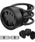 Black Seat Post Mount For Wahoo TRACKR Radar, fits 25.4-35.0mm round, aero or D-shaped posts, shown with accessories