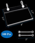 100 Pack Plastic Wire Shelf Label Holders 4 By 2.3 Inches Clear Price Tag Holder Sign And Ticket Holder With Double Snap Lock Closure