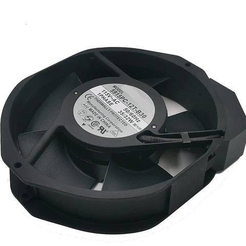 Heavy Duty Aluminum Frame AC Cooling Fan 115V 32W 2700 To 3200 RPM Industrial Machine Tool Fan With Sleeved Bearing Quiet Operation And High Airflow 176.5 CFM To 212 CFM For Reliable Equipment Cooling, black 172x150x38 mm