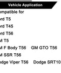 Vehicle application chart for Brass 5 Speed Shifter Bushing Replacement 1352-127-009 Direct Fit For 1983-2002 GM F Body Camaro Firebird Ford Tremec T5 T45 T56 Dodge Viper SRT10 Transmissions