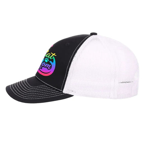 Side view of Pet Lover Trucker Cap For Women And Men With Humorous Style, Low Profile Unstructured Hat, Breathable Six Vent Eyelets