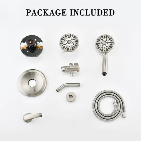 Brushed Nickel Shower Faucet Set With Valve And 48 Settings, Dual 2 In 1 High Pressure Rain And Handheld Shower Head System parts