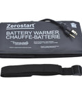 Hella Reliable Electric Battery Blanket Heater Wrap With Thinsulate Insulation CSA Approved Thirty Six Inch Coverage Eighty Watt Corded Warmth shown unfolded with power cord and strap.