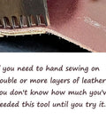 Close-up of Leather Stitching Punch Aid Plate And Crane Scissors Kit For Leather Crafting, Diamond Lacing Chisel Pricking Iron Aid