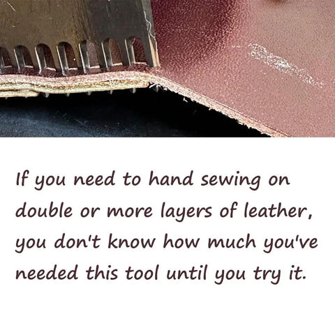 Close-up of Leather Stitching Punch Aid Plate And Crane Scissors Kit For Leather Crafting, Diamond Lacing Chisel Pricking Iron Aid