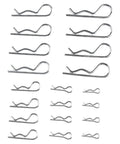 100 Piece R Cotter Pin Assortment Kit With Galvanized Carbon Steel Mechanical Hitch Pins in varying sizes displayed in a grid