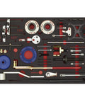 Ford Diesel and Petrol Master Timing Tool Kit 36 Piece for Belt and Chain Drive in foam case showing tools arrangement