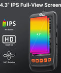 Endoscope Camera With Light And 4.3 Inch IPS Display, showing 360-degree rotation feature, HD 1920P screen in close-up view.