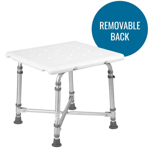 Shower Chair Bath Seat For Tub Or Shower No Frills Adjustable Height, Lightweight Anodized Aluminum Frame With Plastic Seat, White