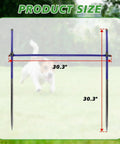 Heavy Duty Metal Dog Agility Course Set For Backyard Training With Adjustable Height Jumps showing dimensions
