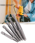 Cr-Mo Steel Screw Extractor Kit 5-Piece Fine Teeth Tool Set For Stripped Broken Rusty Bolts And Damaged Screws Heavy Duty Removal Gear For Garage Pros, 5-piece steel bits with drill use
